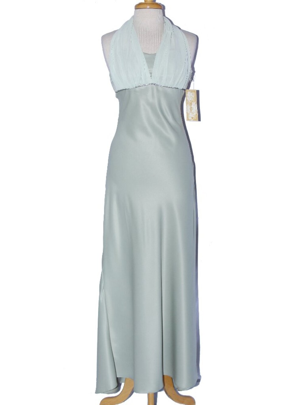 Eureka #1151 Satin & Chiffon Bridesmaid Evening Dress-Size M-SAGE GREEN-NWT